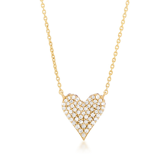 Kallati Ruby & 1/4 ct. tw. Diamond Pave Double Sided Heart Necklace in 14K Yellow Gold front view