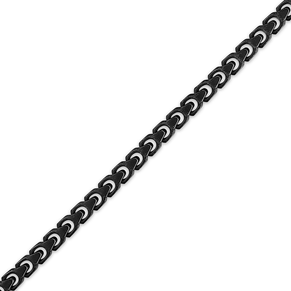Bulova Men's Latin Grammy 10mm 24-inch Curb Chain in Gunmetal Gray Ion Plated Stainless Steel close-up detail
