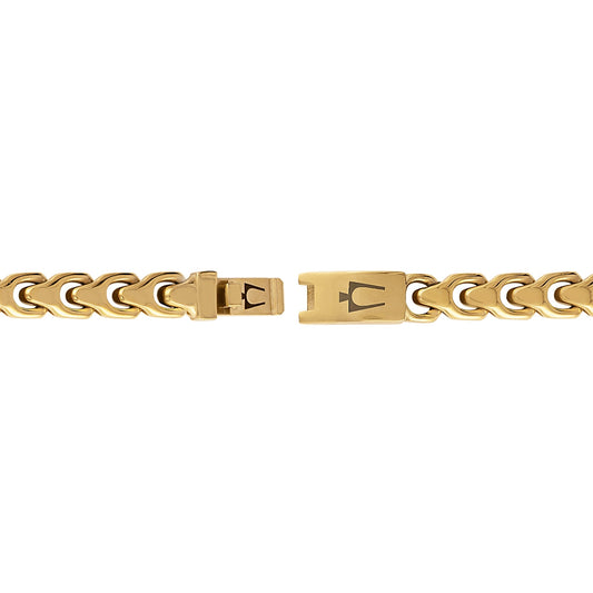 Bulova Men's 10mm 8.5-inch Link Bracelet in Gold-Tone Ion Plated Stainless Steel front view