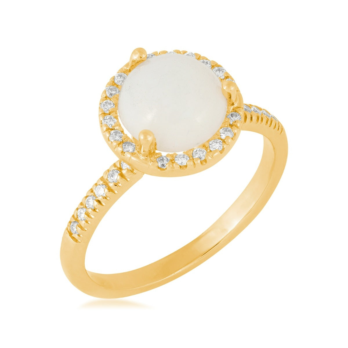 Opal & 1/6 ct. tw. Diamond Halo Ring in 14K Yellow Gold front view