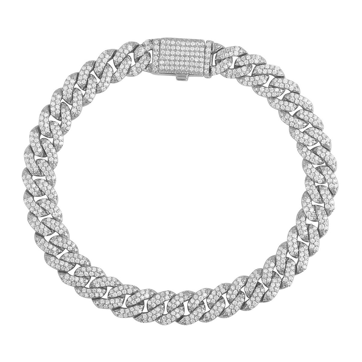 2-9/10 ct. tw. Diamond 6mm 7.25-inch Miami Cuban Chain Bracelet in 14K White Gold