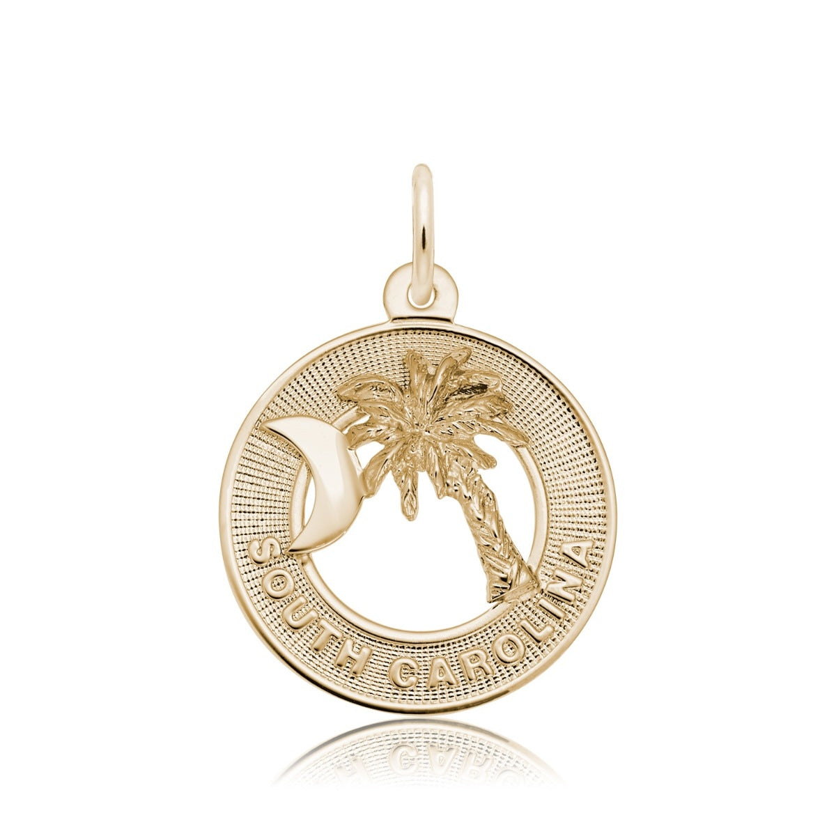 South Carolina Palmetto Disc Charm in 14K Yellow Gold