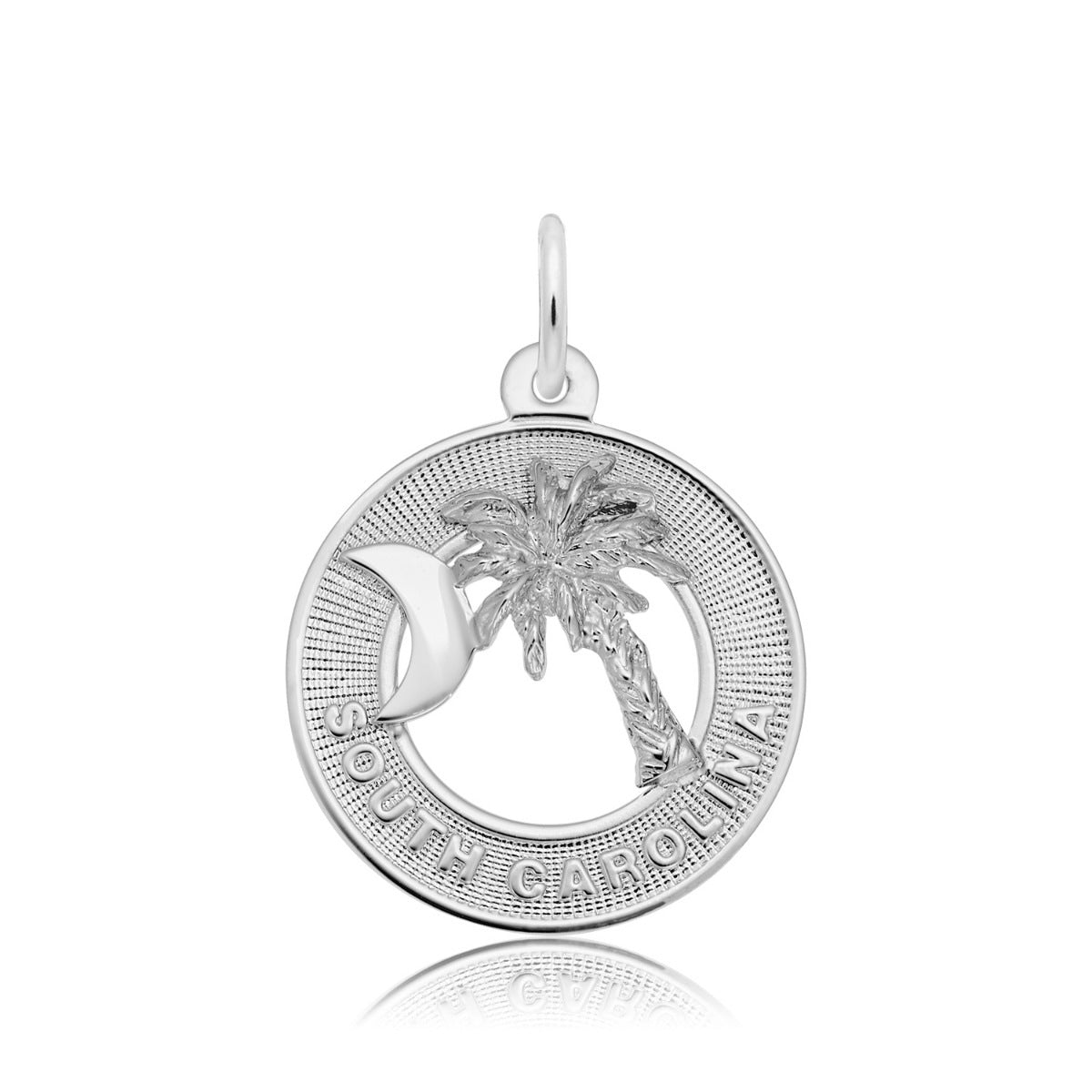 South Carolina Palmetto Disc Charm in Sterling Silver