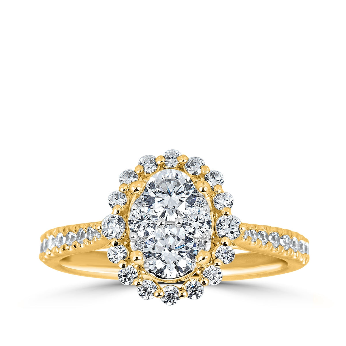 Fairytale Diamonds 1 ct. tw. Diamond Oval Cluster Halo Engagement Ring in 14K Yellow Gold