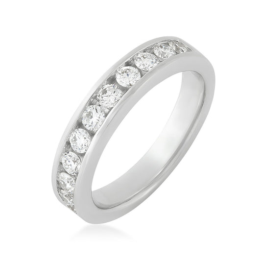 Adamante 3/4 ct. tw. Lab-Grown Round Brilliant 11-Stone Diamond Channel Set Anniversary Ring in 14K White Gold front view