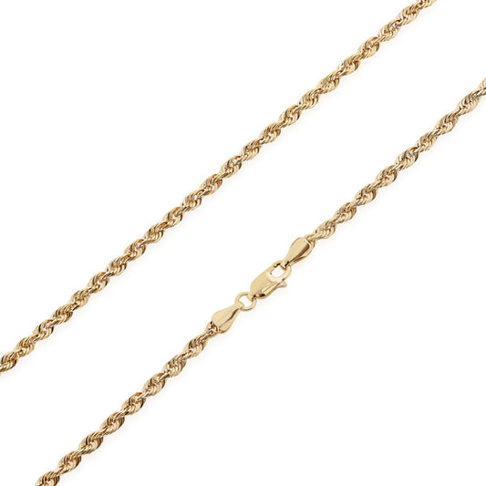 Men's 4.5mm 22-inch Hollow Rope Chain in 14K Yellow Gold front view