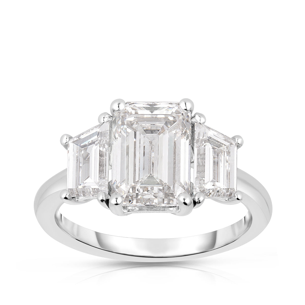 Adamante 4-3/4 ct. tw. Lab-Grown Emerald Cut 3-Stone Diamond Engagement Ring in 14K White Gold