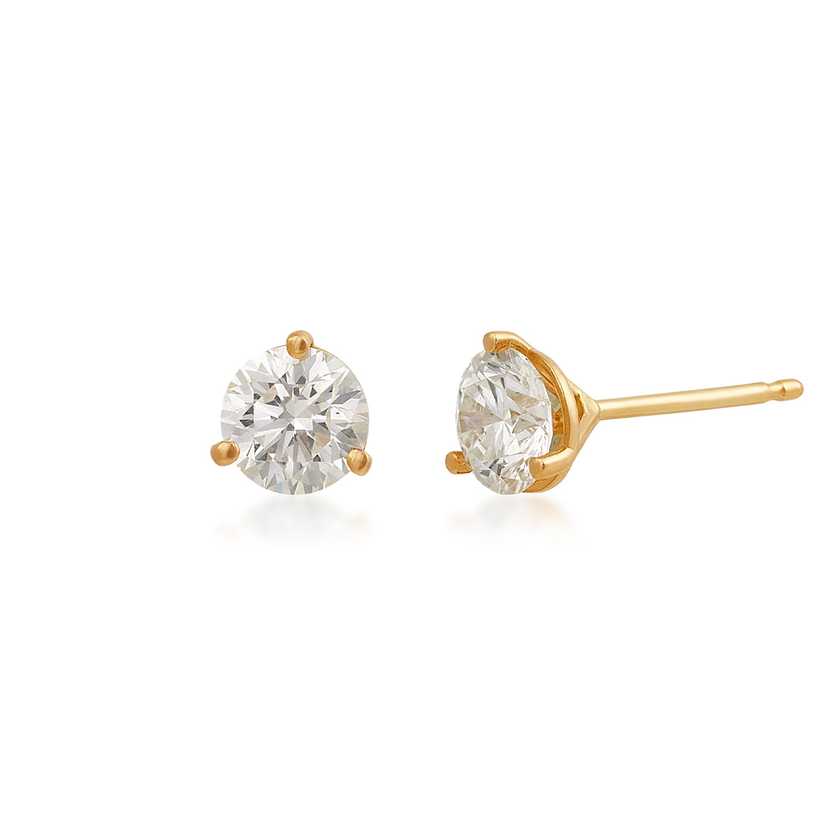Adamante 1-1/2 ct. tw. Lab-Grown Round Brilliant Diamond Solitaire Earrings in 14K Yellow Gold (2)