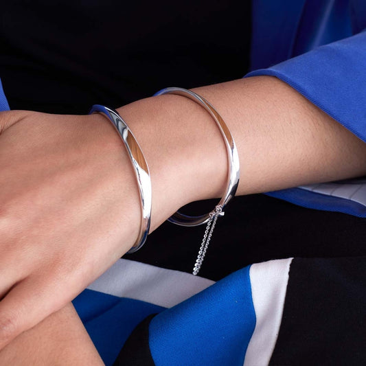 Kit Heath Hinge Bangle Bracelet in Sterling Silver front view