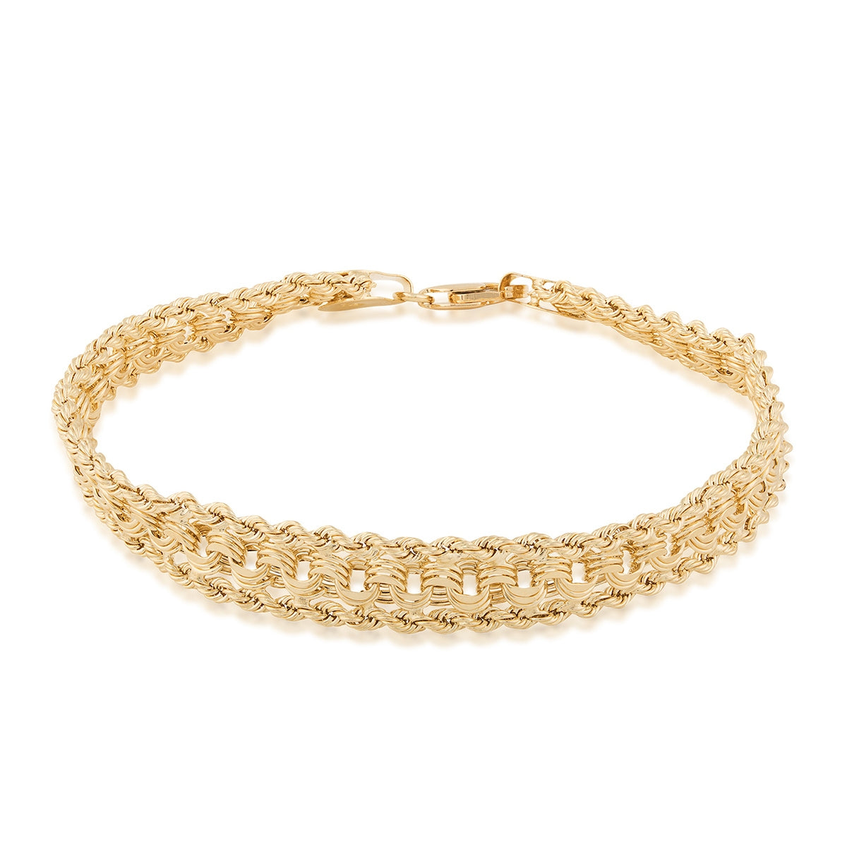 8mm 7.5-inch Interlocking Link Bracelet in 14K Yellow Gold