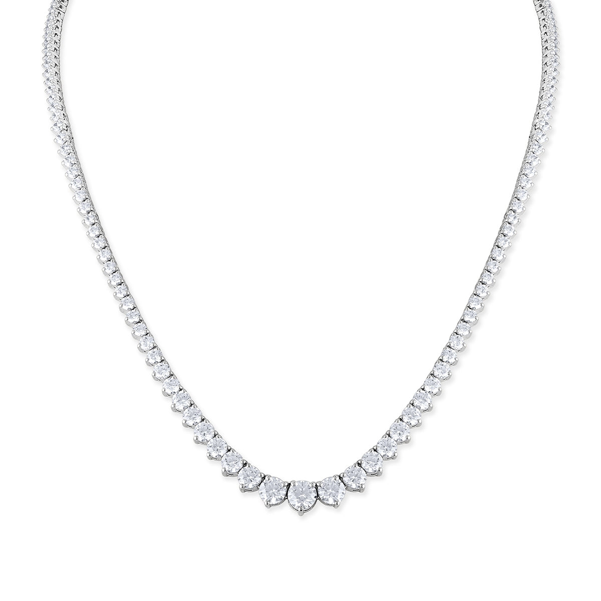 7 ct. tw. Round Brilliant Diamond Graduated 16-inch Tennis Necklace in 18K White Gold