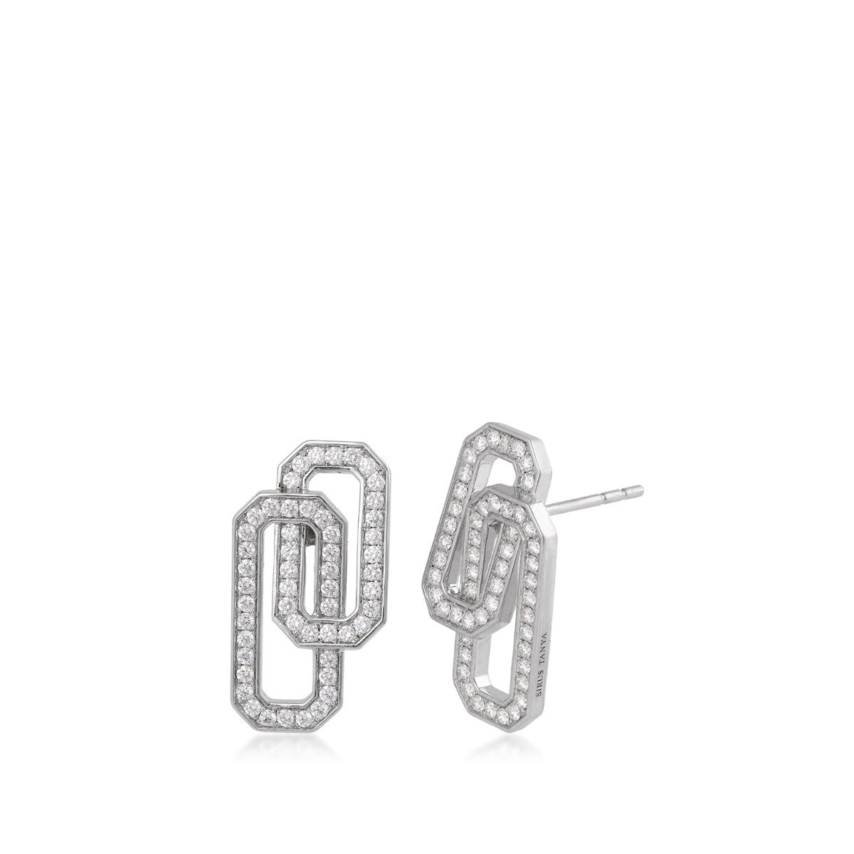 Sirus Tanya 1 ct. tw. Diamond Offset Link Drop Earrings in 18K White Gold