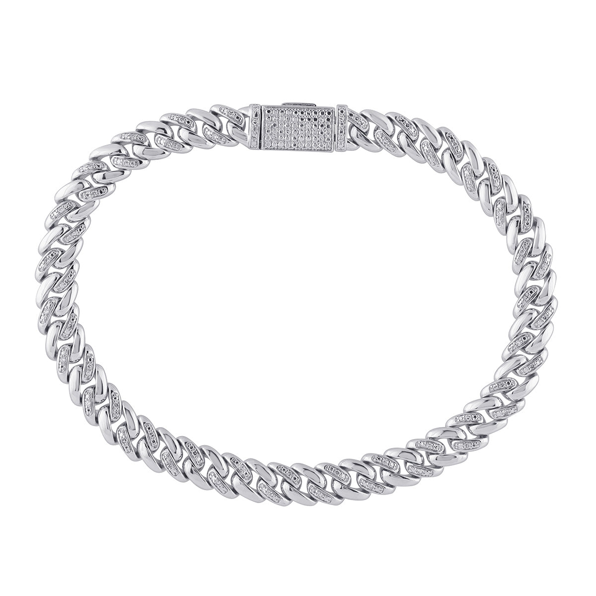 1/4 ct. tw. Diamond Men's 6mm 8.5-inch Miami Cuban Chain Bracelet in Sterling Silver