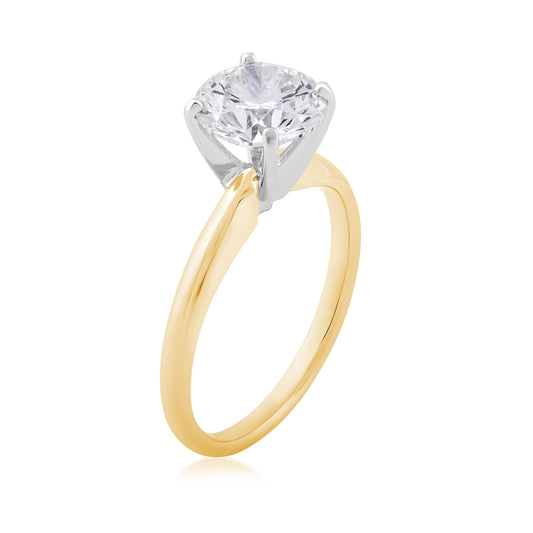 Adamante 2 ct. tw. Lab-Grown Round Brilliant Diamond Solitaire Engagement Ring in 14K Yellow & White Gold front view