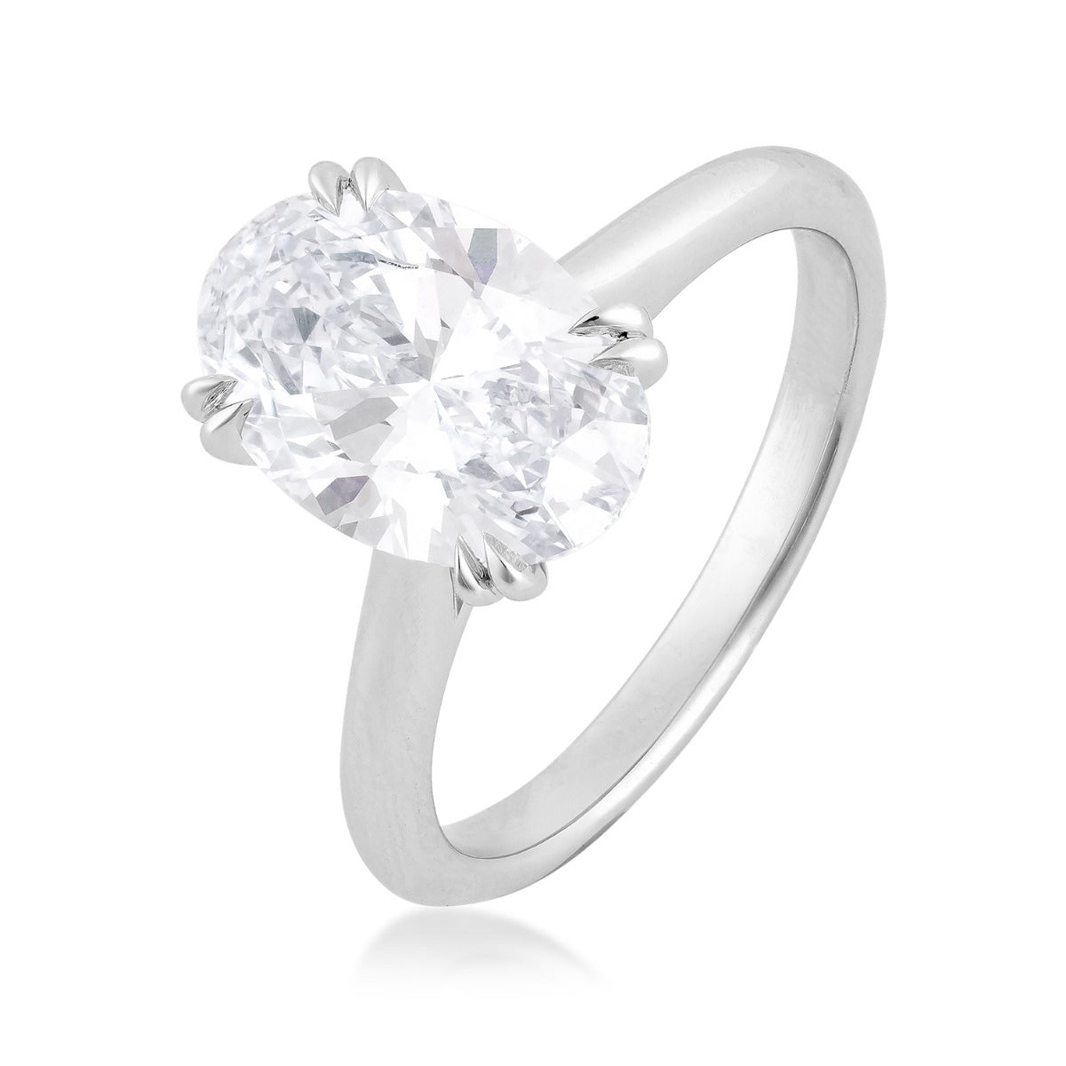 Adamante 3 ct. tw. Lab-Grown Oval Diamond Solitaire Engagement Ring in 14K White Gold front view