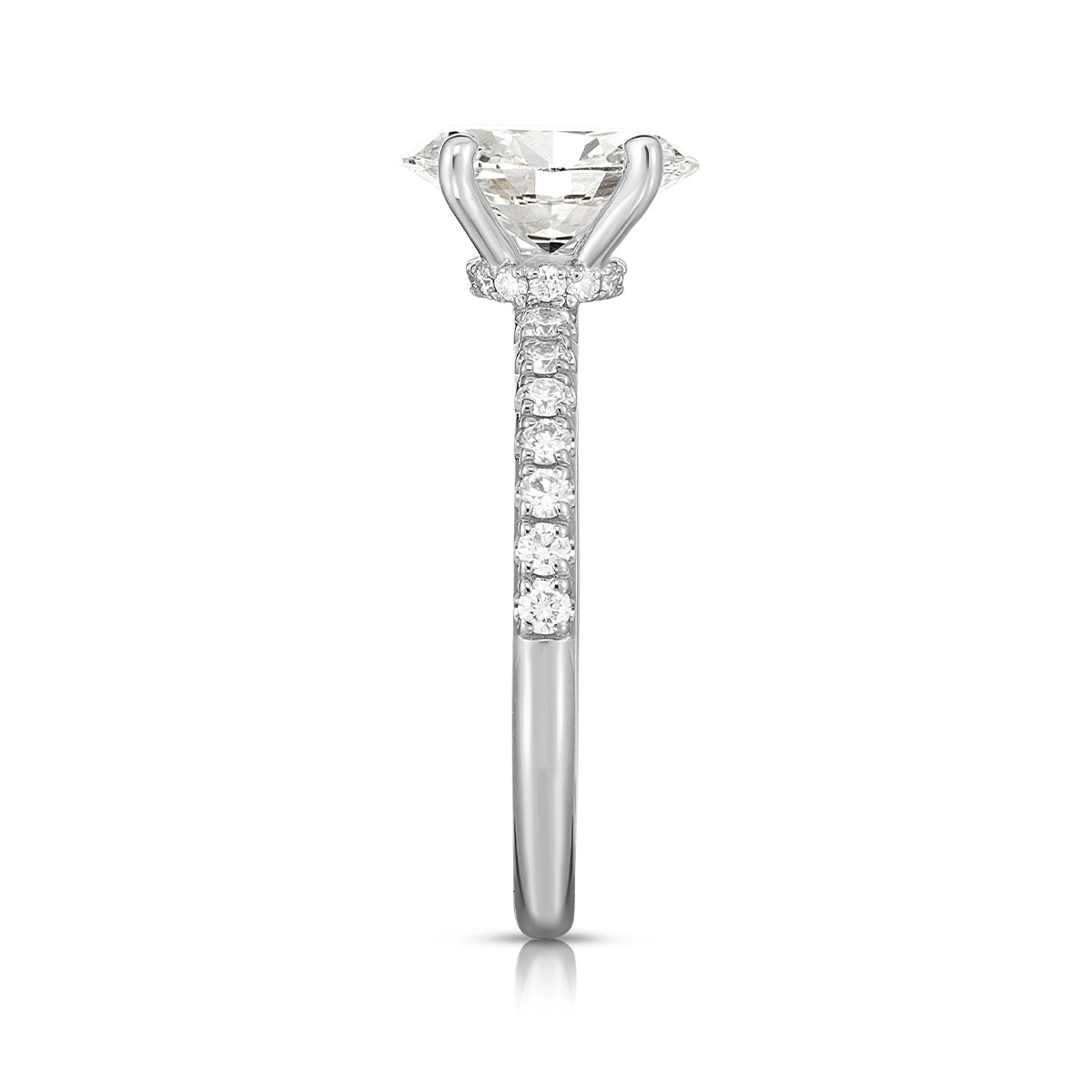 Adamante 3-5/8 ct. tw. Lab-Grown Oval Diamond Hidden Halo Engagement Ring in 14K White Gold front view