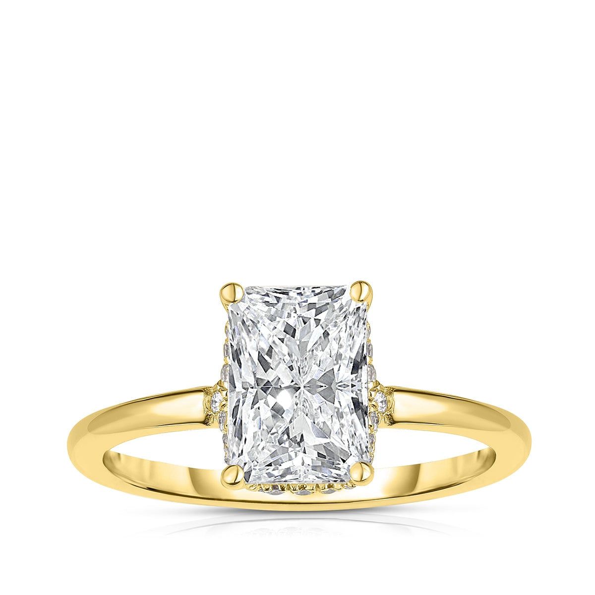 Adamante 6-1/4 ct. tw. Lab-Grown Radiant Cut Diamond Hidden Halo Engagement Ring in 14K Yellow Gold
