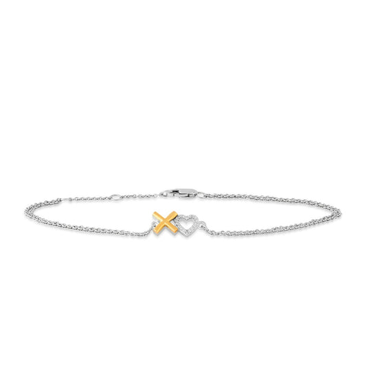1/10 ct. tw. Diamond X & Heart Earring, Bracelet, & Necklace Set in Sterling Silver & 10K Yellow Gold side profile