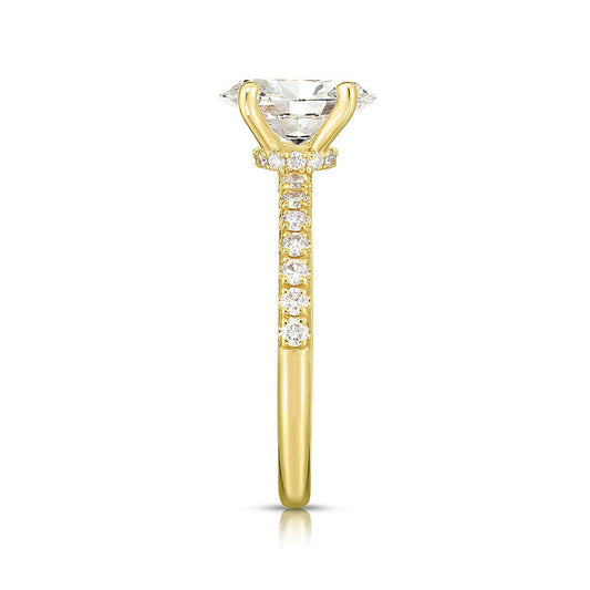 Adamante 4 ct. tw. Lab-Grown Oval Diamond Hidden Halo Engagement Ring in 14K Yellow Gold front view