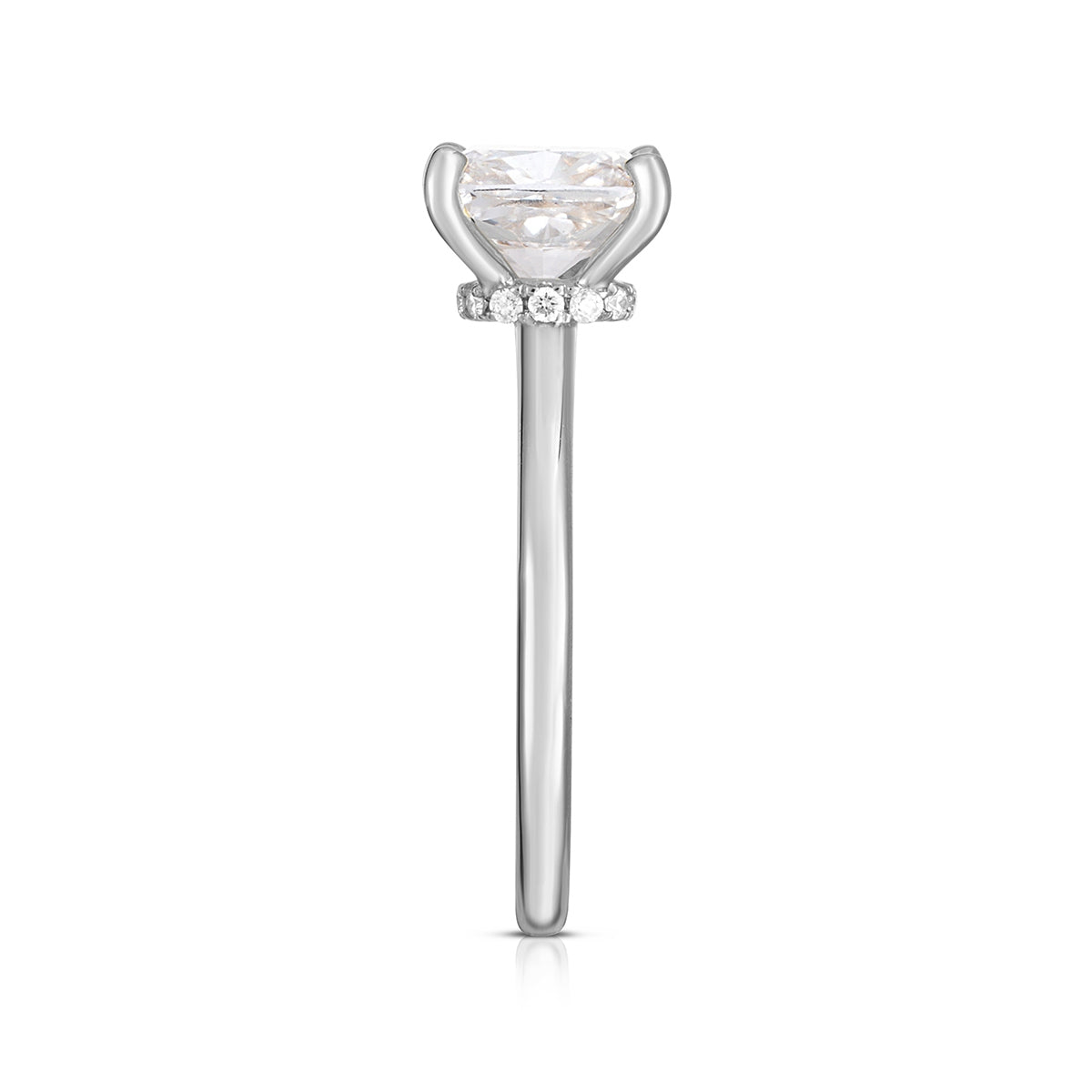 Adamante 5-3/4 ct. tw. Lab-Grown Cushion Diamond Hidden Halo Engagement Ring in 14K White Gold front view