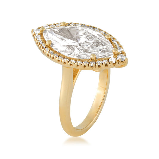 Adamante 5-5/8 ct. tw. Lab-Grown Marquise Diamond Halo Engagement Ring in 14K Yellow Gold front view