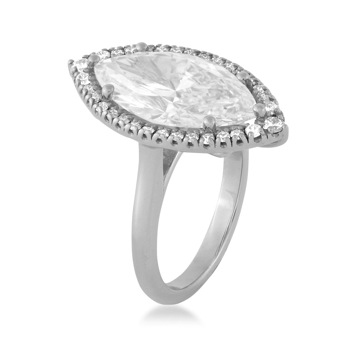 Adamante 5-7/8 ct. tw. Lab-Grown Marquise Diamond Halo Engagement Ring in 14K White Gold front view