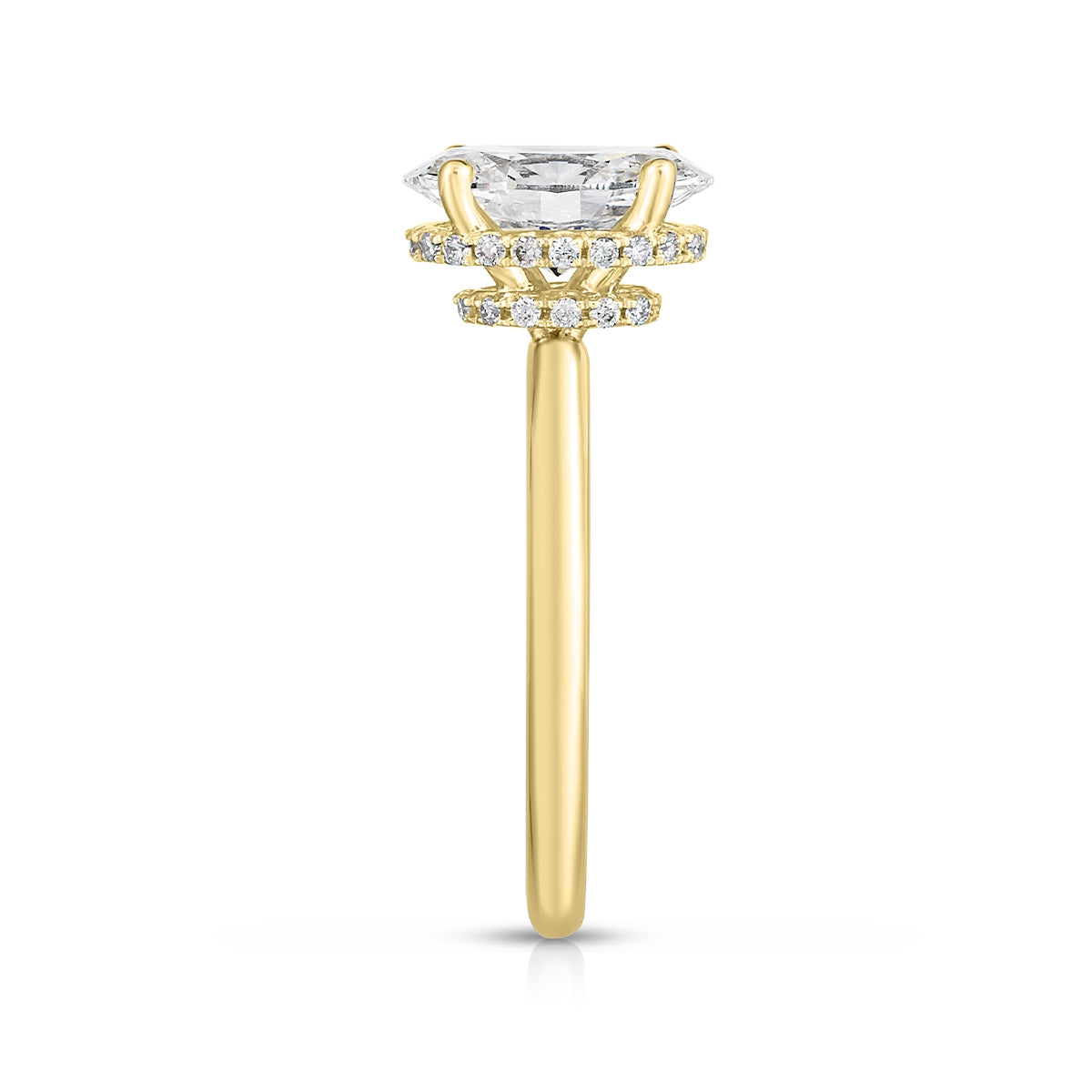 Adamante 5-1/4 ct. tw. Lab-Grown Oval Diamond Double Hidden Halo Engagement Ring in 14K Yellow Gold front view