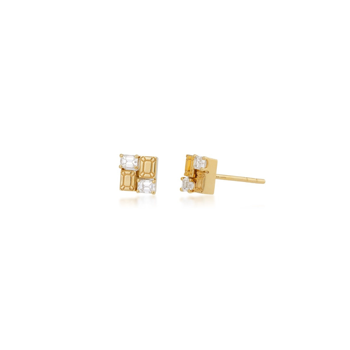 Sirus Tanya 1/2 ct. tw. Emerald Cut Diamond Mosaic Earrings in 18K Yellow Gold