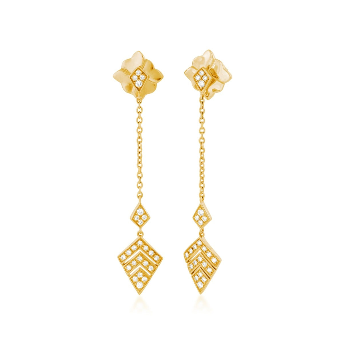 Sirus Tanya 1/3 ct. tw. Diamond Kite Shape Dangle Earrings in 18K Yellow Gold