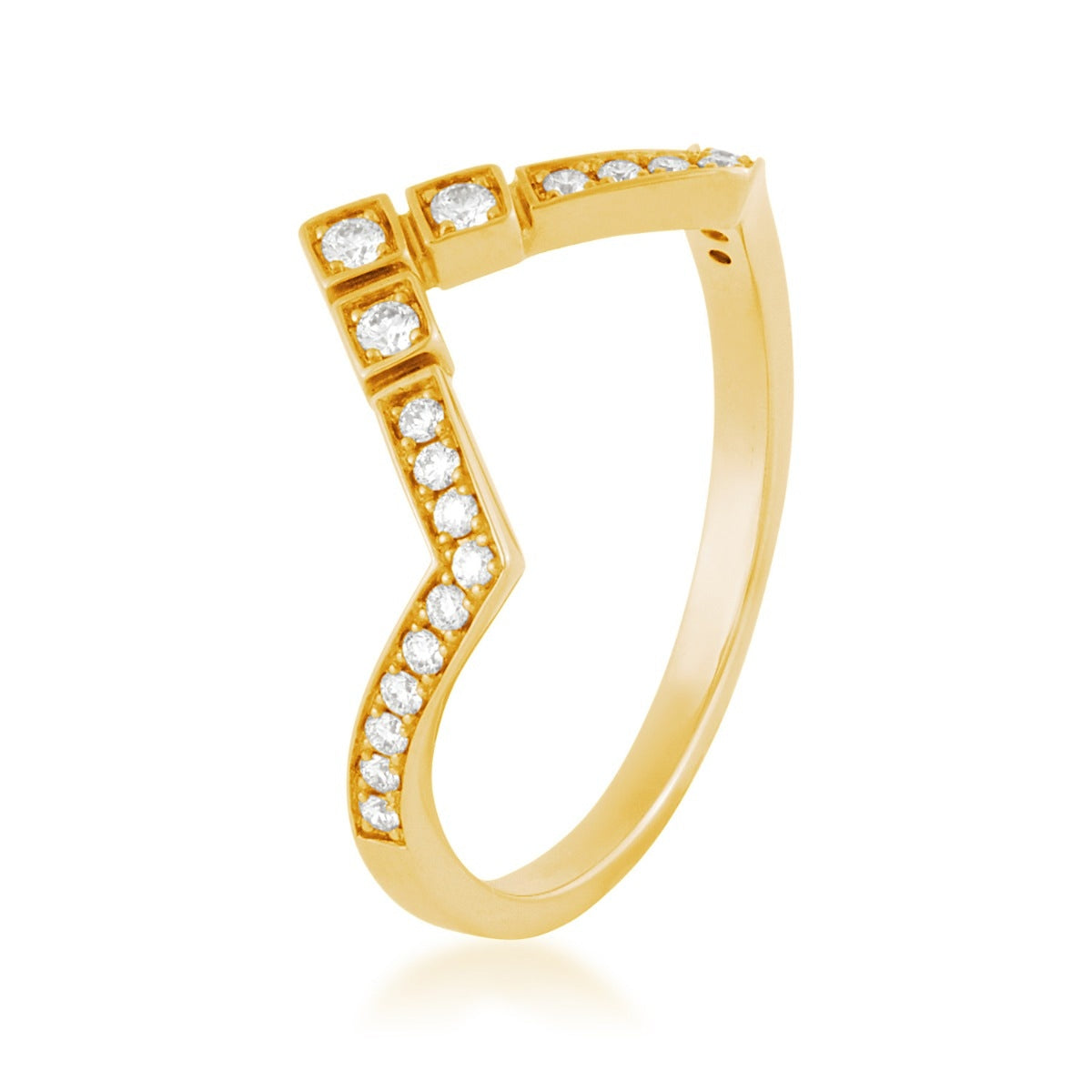 Sirus Tanya 1/6 ct. tw. Diamond Chevron Ring in 18K Yellow Gold front view