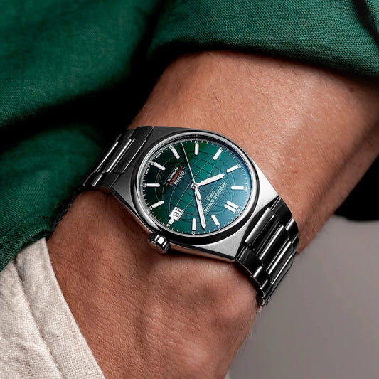 Frederique Constant Men's Highlife Automatic Stainless Steel Watch with Green Dial side profile