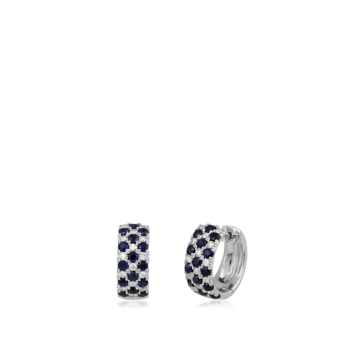 Sapphire & 3/8 ct. tw. Diamond Hoop Earrings in 14K White Gold