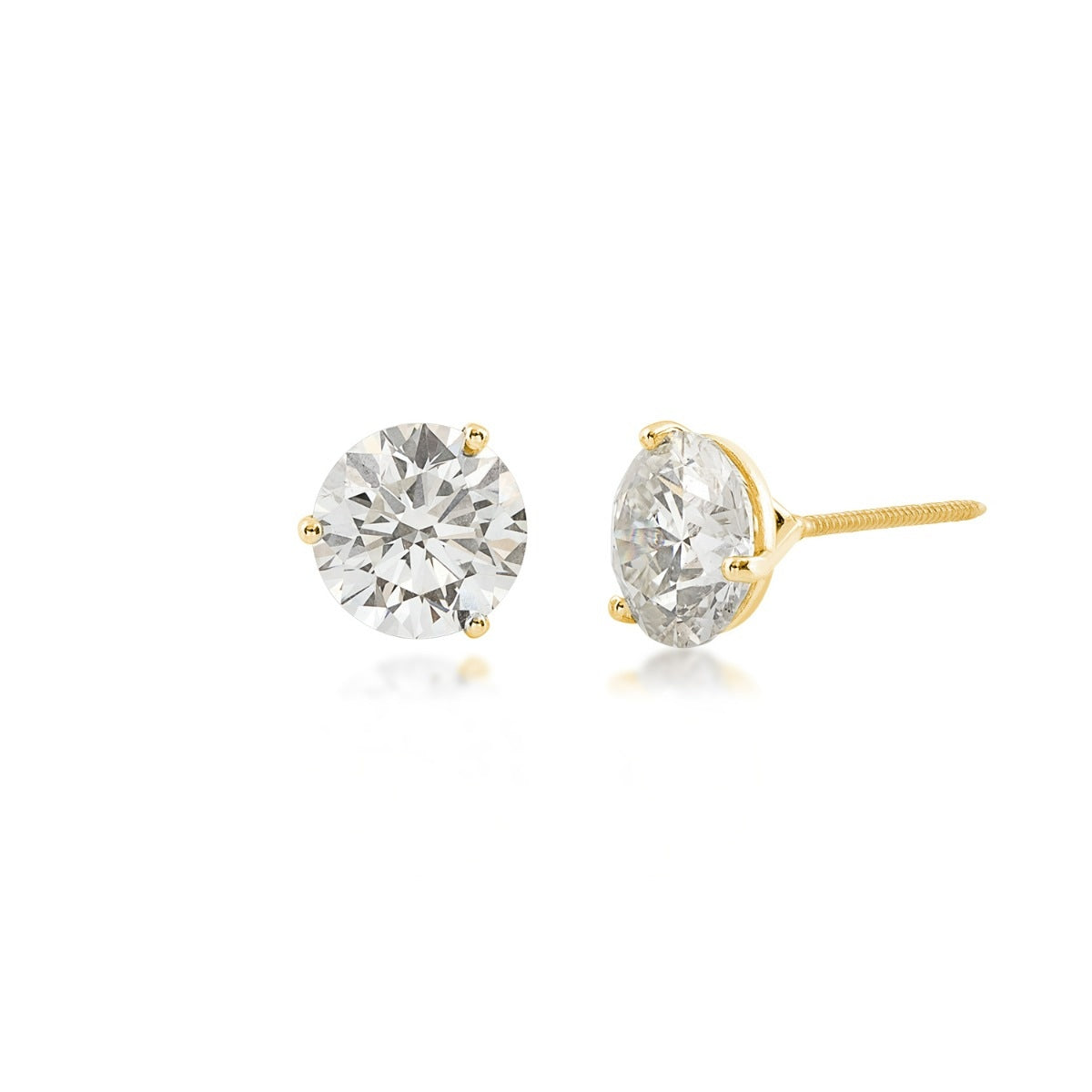 Adamante 4 ct. tw. Lab-Grown Round Brilliant Diamond Martini Set Solitaire Earrings in 14K Yellow Gold