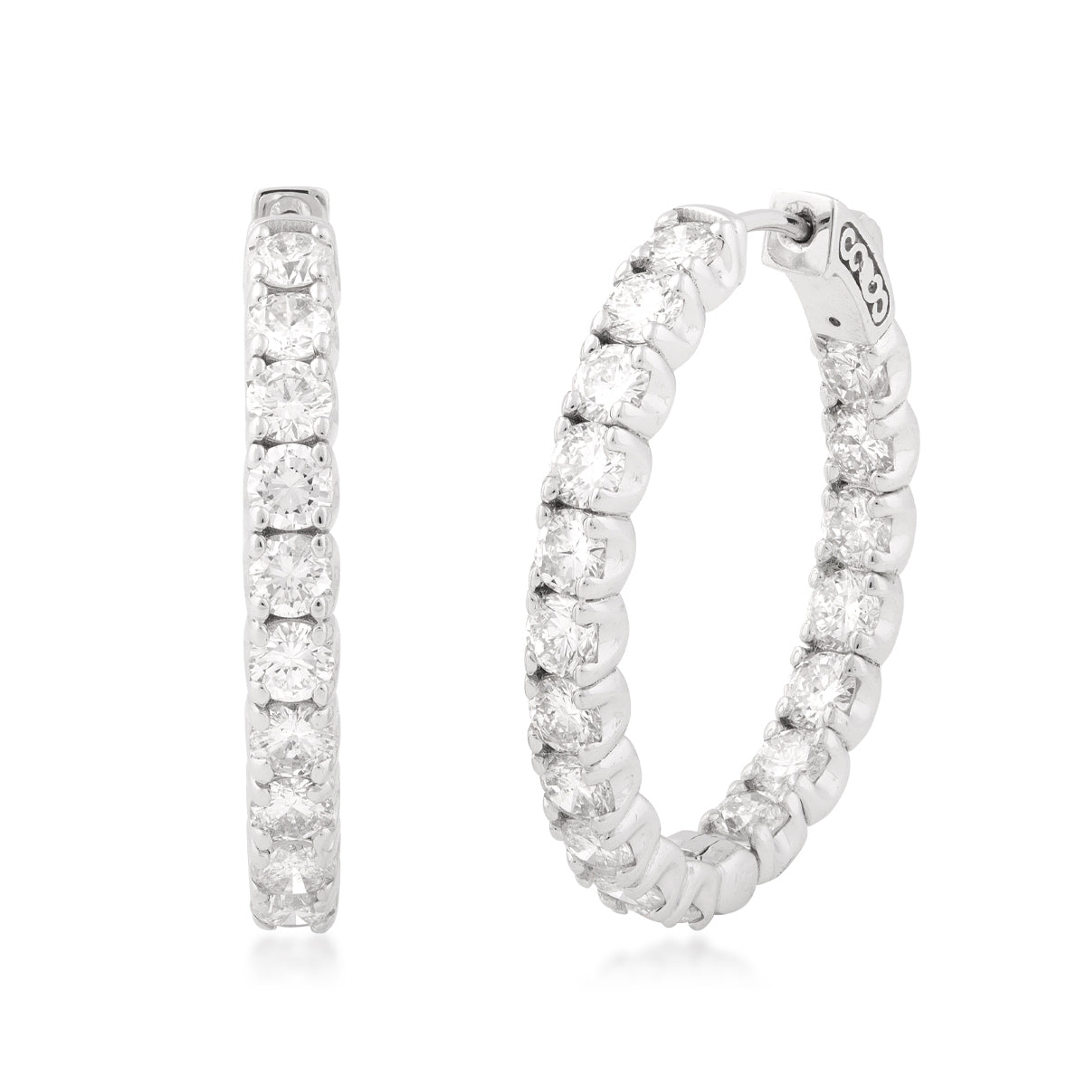 4-3/4 ct. tw. Round Diamond Inside Out Hoop Earrings in 14K White Gold