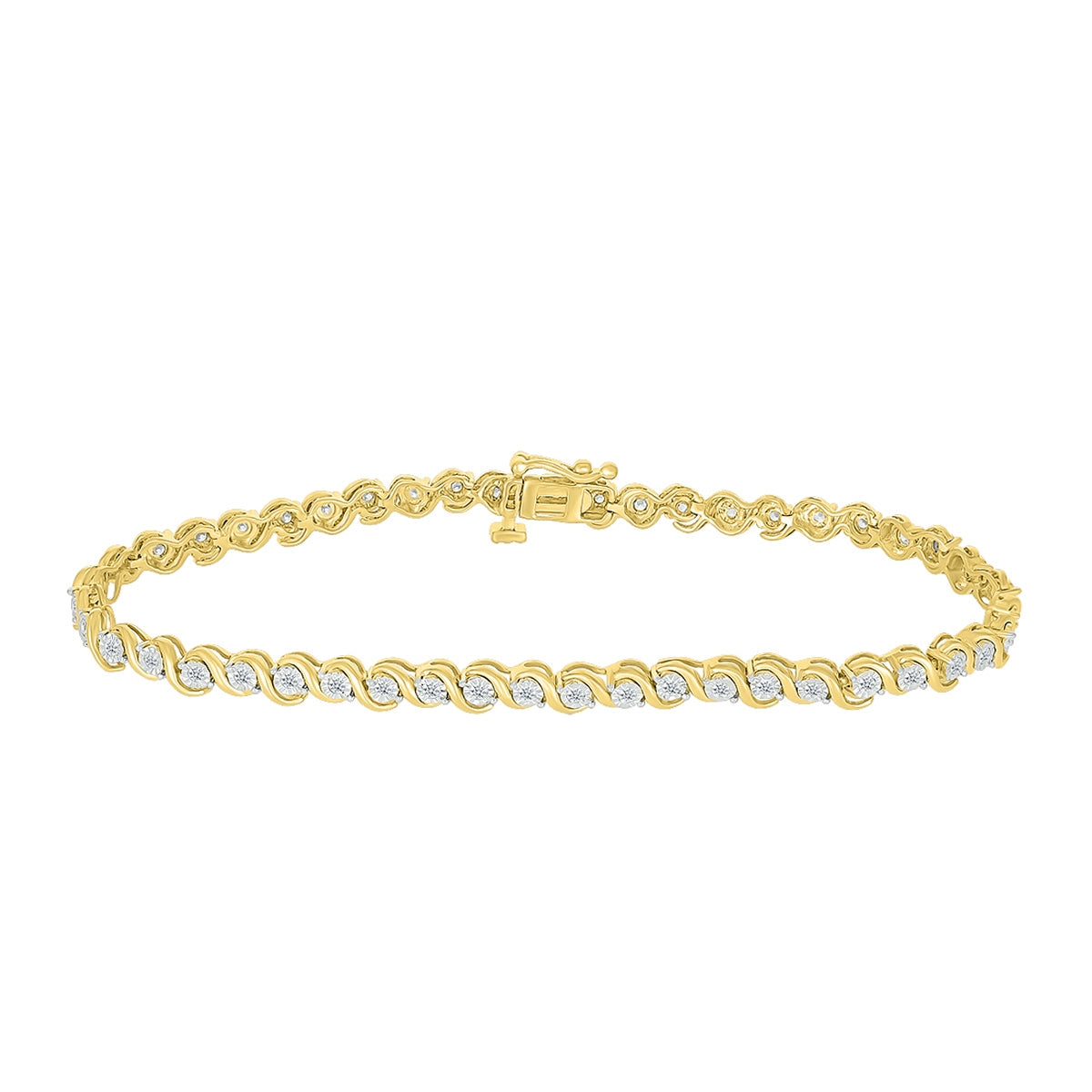 1/2 ct. tw. Diamond S-Link Tennis Bracelet in 10K Yellow Gold