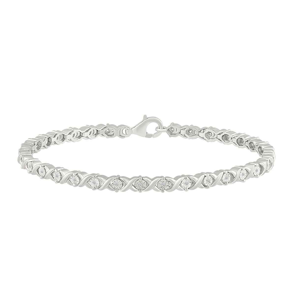 1/10 ct. tw. Diamond X-Link Tennis Bracelet in Sterling Silver