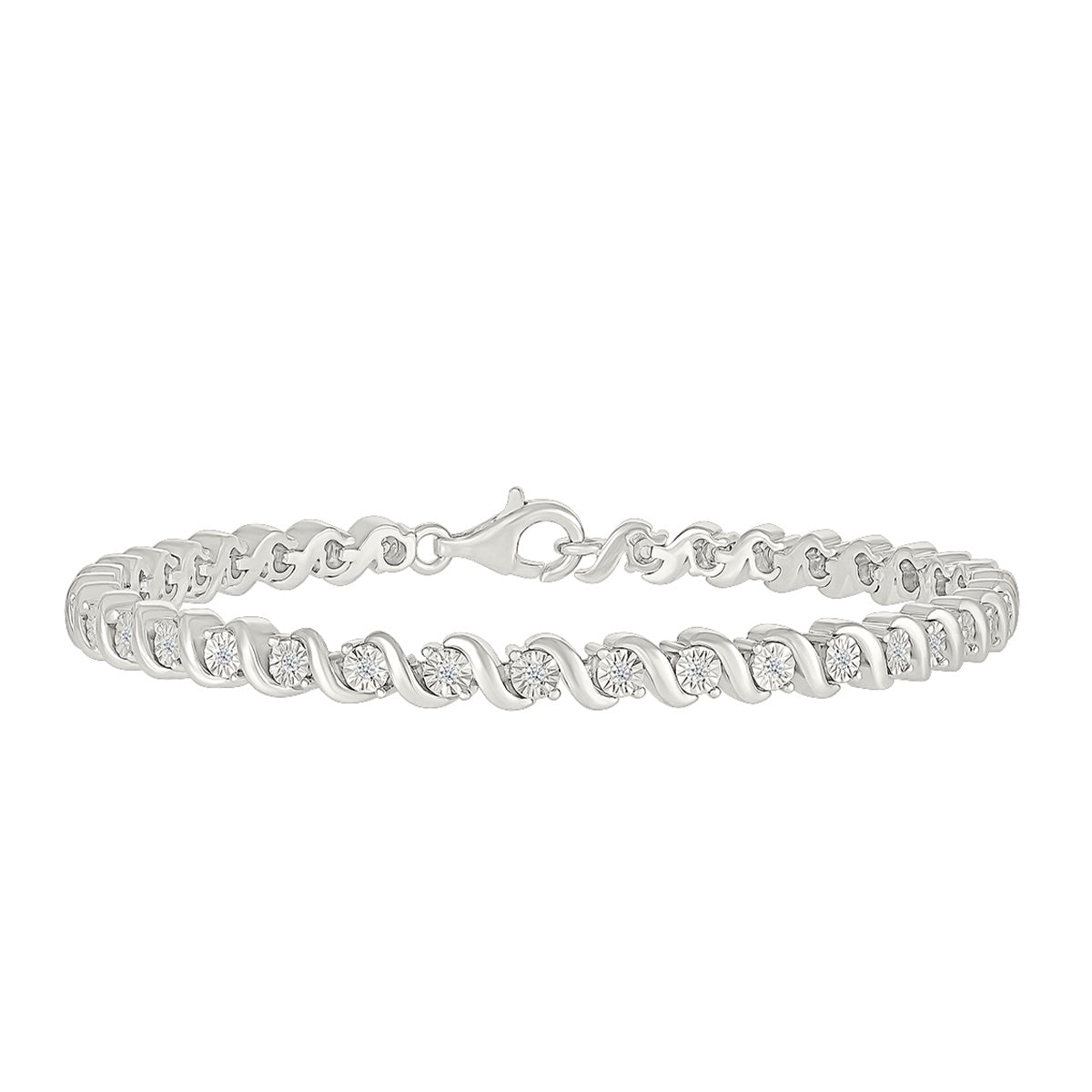 1/4 ct. tw. Diamond S-Link Tennis Bracelet in Sterling Silver