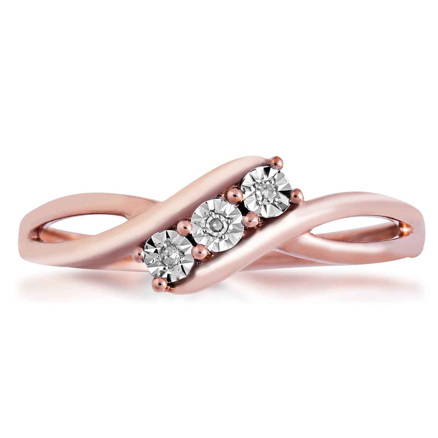 I Promise Diamond Accent 3-Stone Promise Ring with Miracle Plating in 10K Pink Gold front view