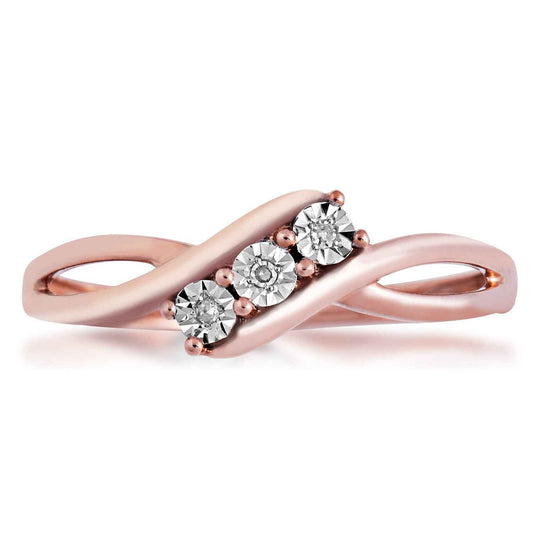 I Promise Diamond Accent 3-Stone Promise Ring with Miracle Plating in 10K Pink Gold front view
