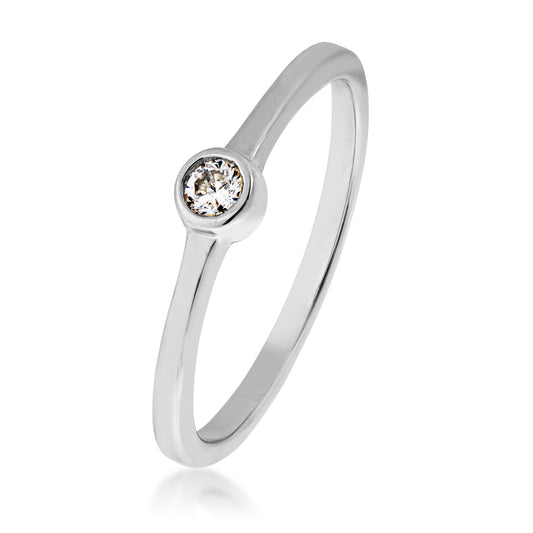 .08 ct. tw. Round Diamond Bezel Set Stackable Ring in 10K White Gold front view