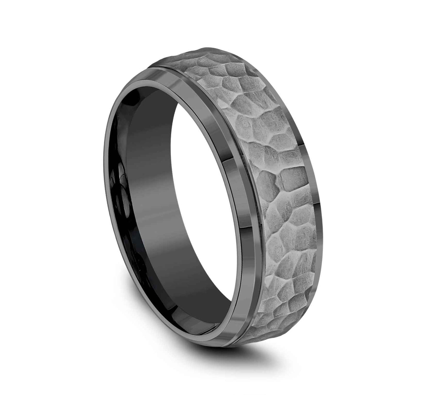Benchmark Men's Comfort-Fit Designed Wedding Band in Tantalum front view