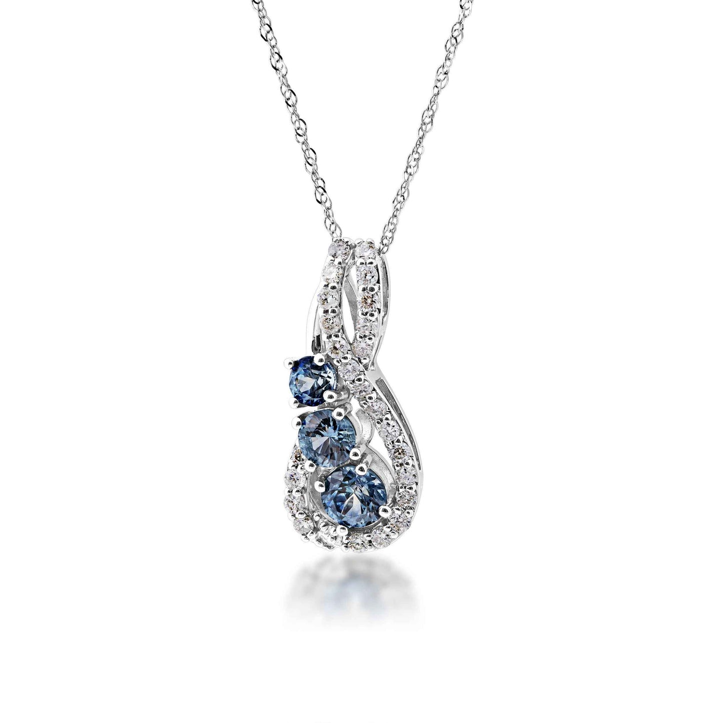 Montana Sapphire and 1/4 ct. tw. Diamond Pendant in 14K White Gold