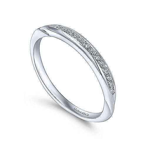 Gabriel & Co. .13 ct. tw. Channel Set Tapered Wedding Band in 14K White Gold close-up detail