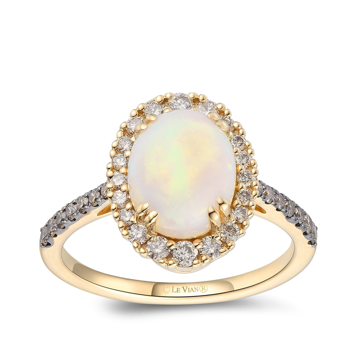Le Vian Oval Opal & 1/2 ct. tw. Nude & Chocolate Diamond Halo Ring in 14K Honey Gold