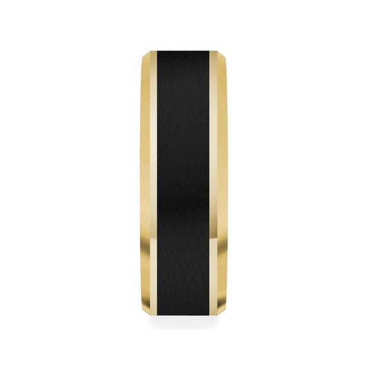 MFIT Men's 8mm Wedding Ring in Black Ceramic & 10K Yellow Gold side profile