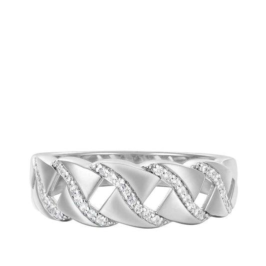1/5 ct. tw. Men's Diamond Link Ring in Sterling Silver close-up detail