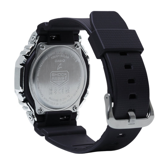 G-Shock Men's G-Steel Solar Stainless Steel Watch with Light Blue Dial & Black Resin Strap front view