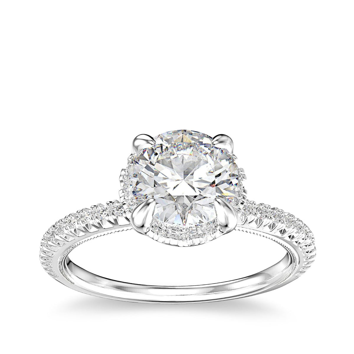 Canadian Rocks 1-1/5 ct. tw. Round Brilliant Diamond Halo Engagement Ring in 14K White Gold
