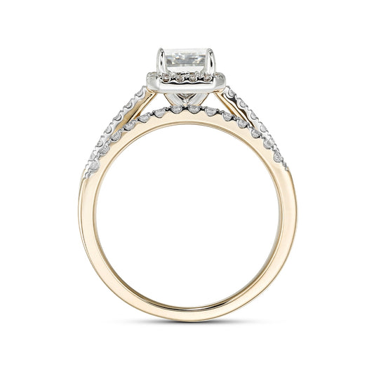 Canadian Rocks 9/10 ct. tw. Square Diamond Halo Wedding Set in 14K Yellow Gold front view