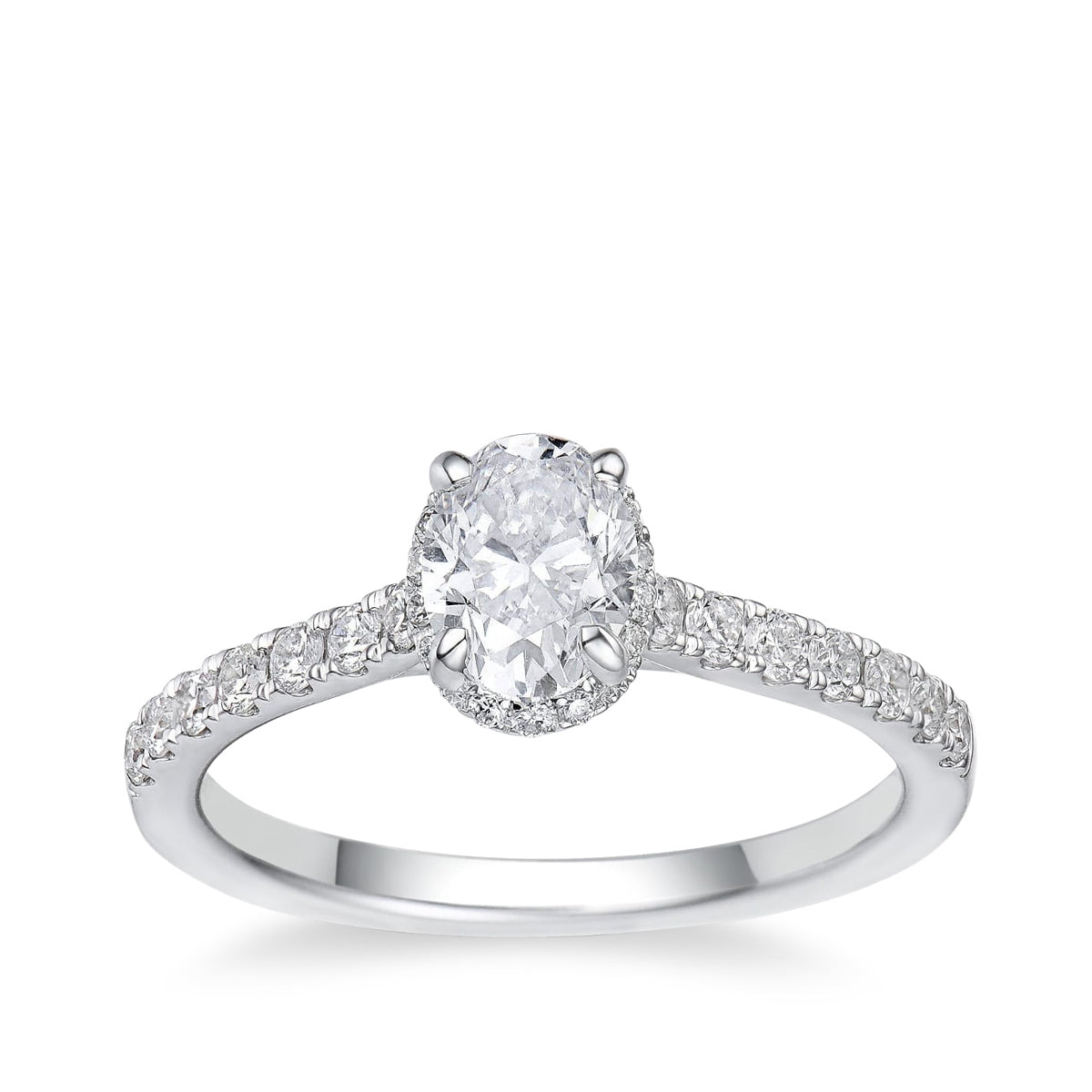 Canadian Rocks 1 ct. tw. Oval Diamond Halo Engagement Ring in 14K White Gold
